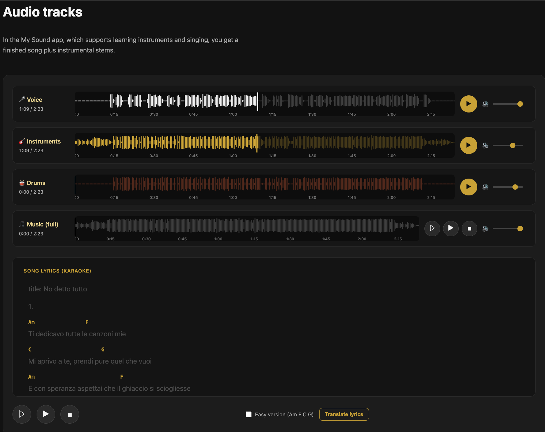 My Sound AI project page