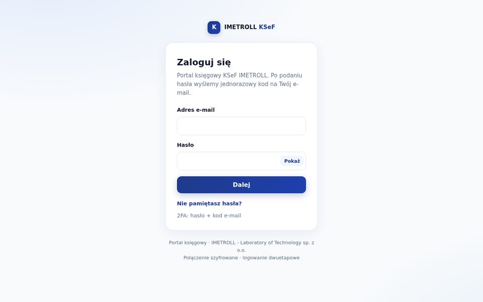 KSeF · IMETROLL – login screen